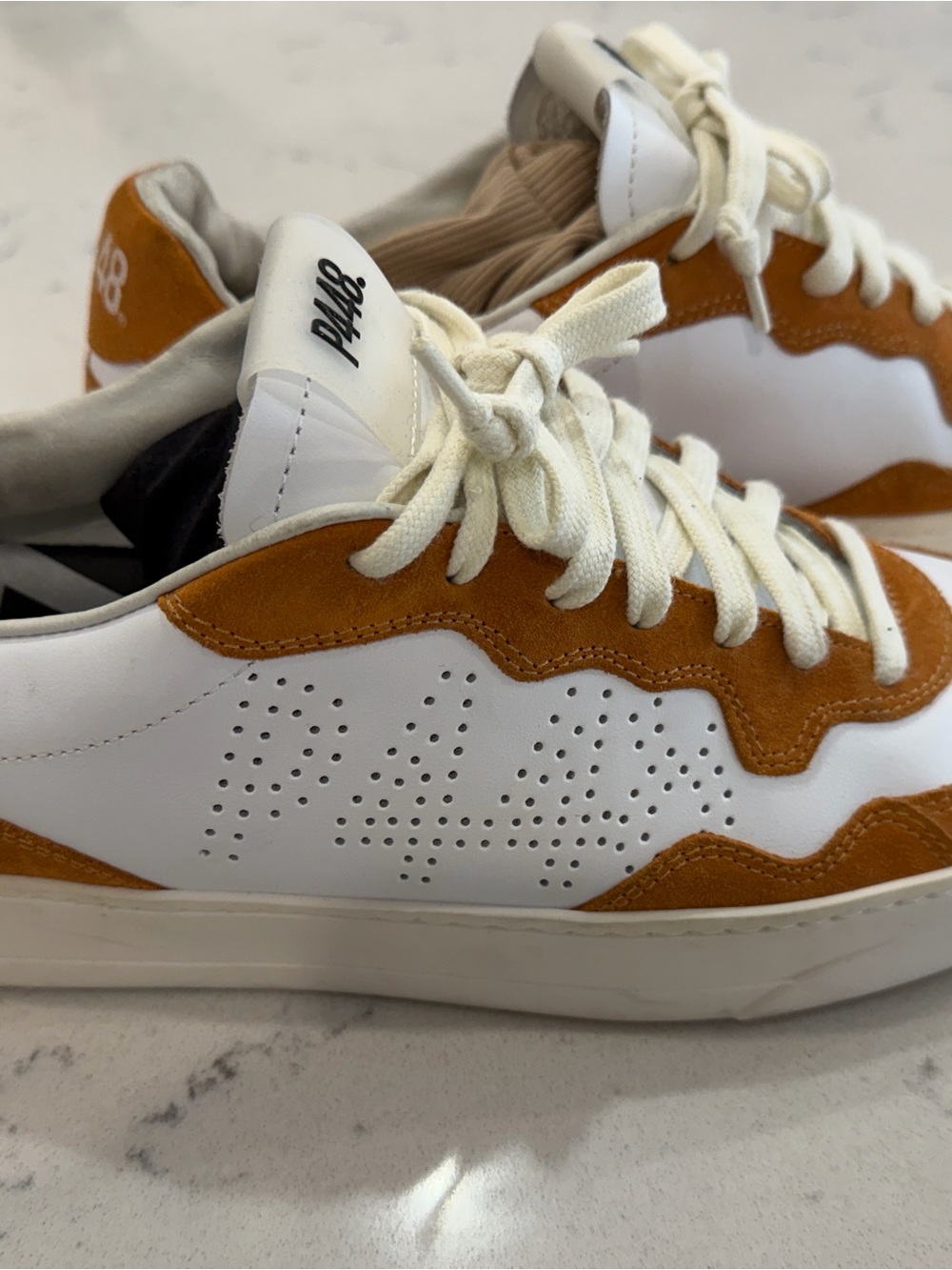 P448 Bali Terra Sneakers White Orange Suede Leather Italy NWT Women's 10 - Picture 10 of 10